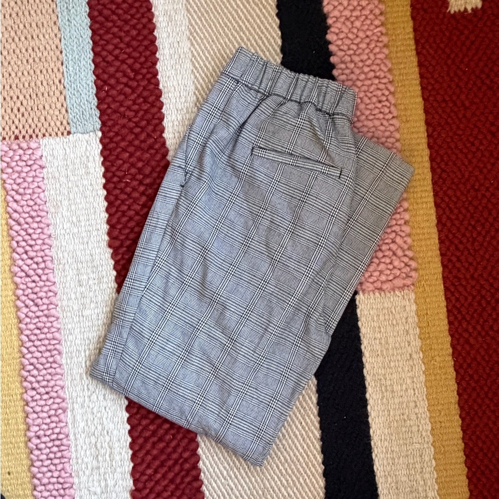 LOFT Black and White Plaid Trousers